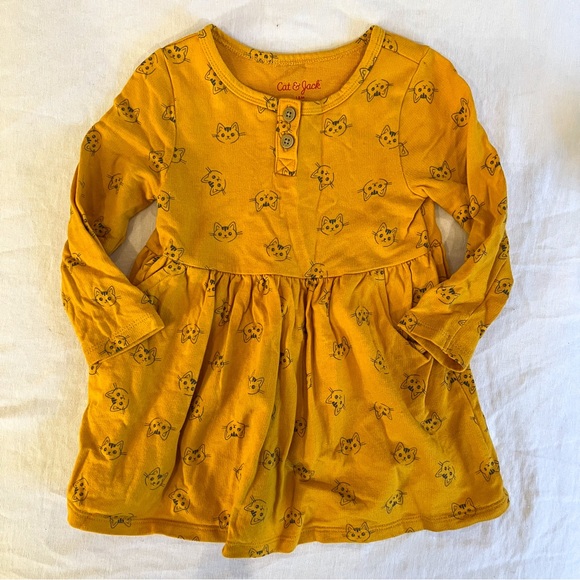 Cat & Jack Dresses Cat And Jack Yellow Dress With Cat Pattern